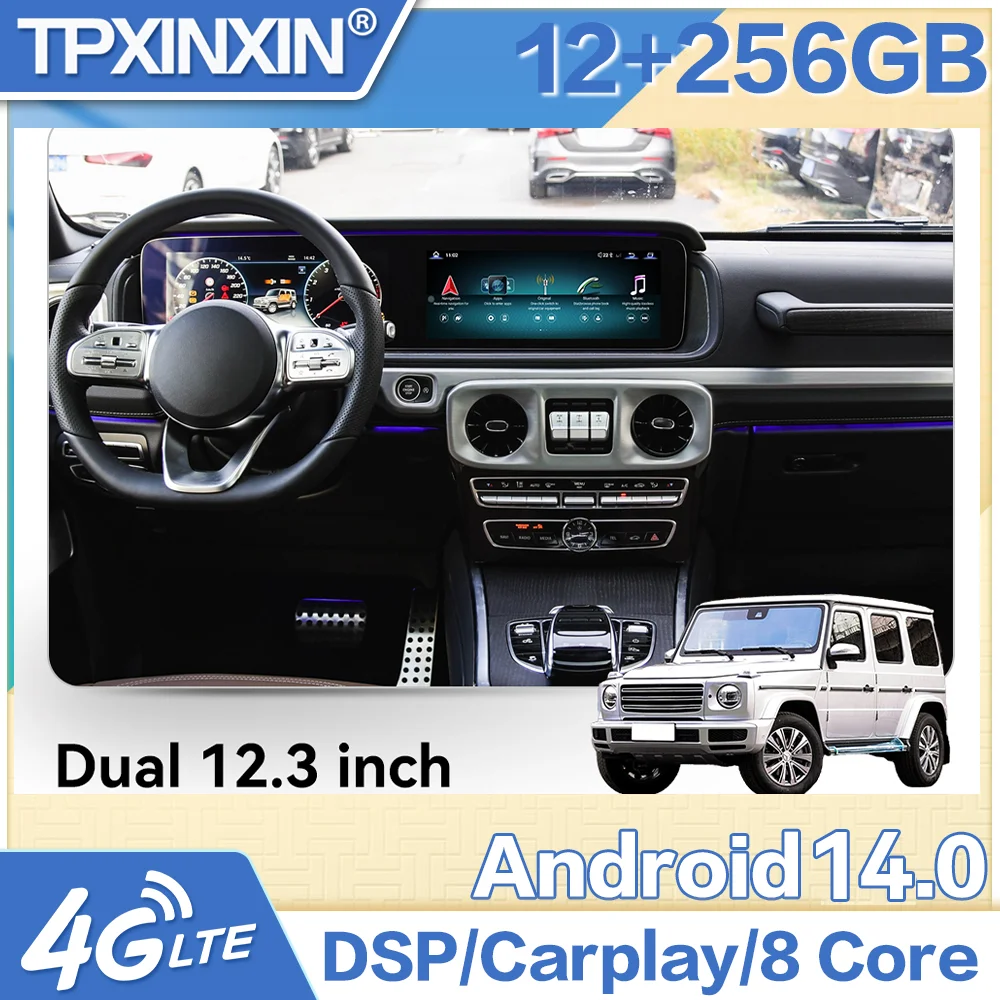 

24,6-дюймовый двойной экран Android-плеер для Mercedes Benz G Class W463 2023-2025 Автомобильное радио Стерео Мультимедиа Carplay DSP Головное устройство