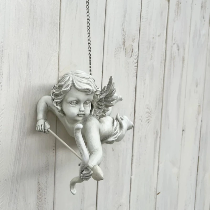 Vintage Old Hanging Resin Cupid Angel Pendant Ornament Garden Decoration Home Decor Decoracion Nodic Garden Decoracions Figures