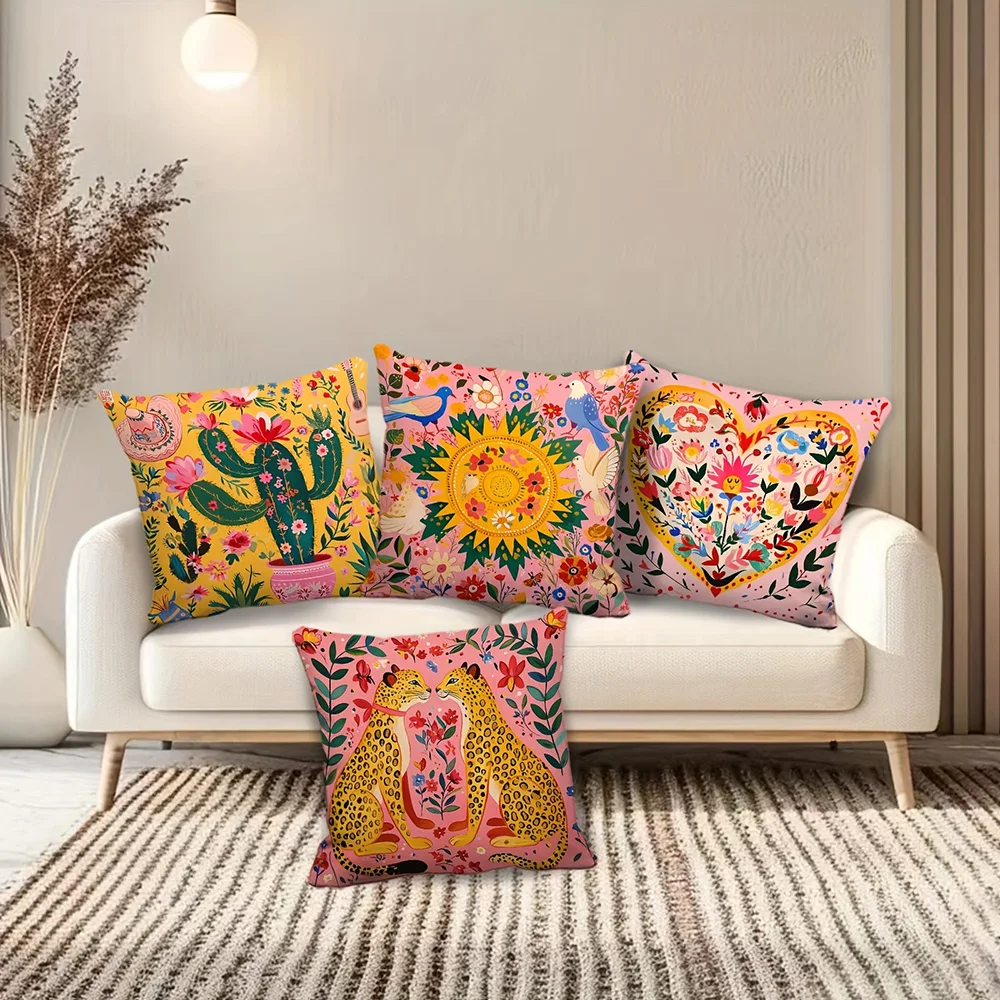Colorful Floral and Animal-Print Decorative Pillow Covers for Stylish Home Accents Sofa cushion cover home room decoration