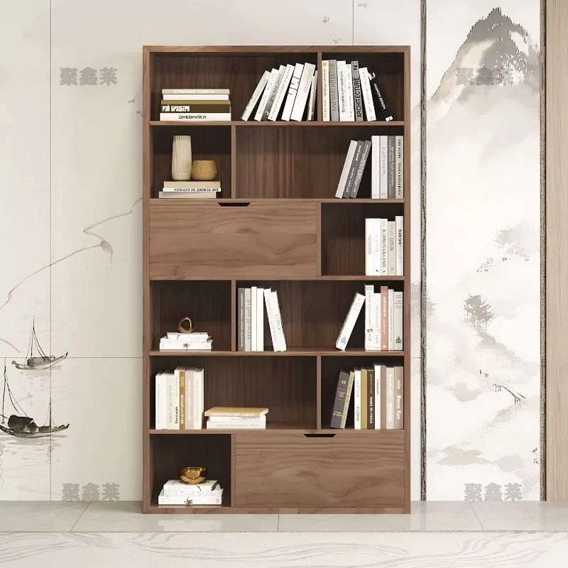 GZ-24    simple solid wood floor-to-ceiling bookcase free combination living room partition locker
