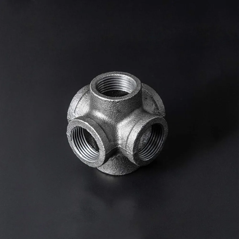 

6-Way Side Outlet Cross, 10 Pack Cast Malleable Iron Pipe 6-Way Outlet Corner Fittings for Industrial vintage style DIY Project