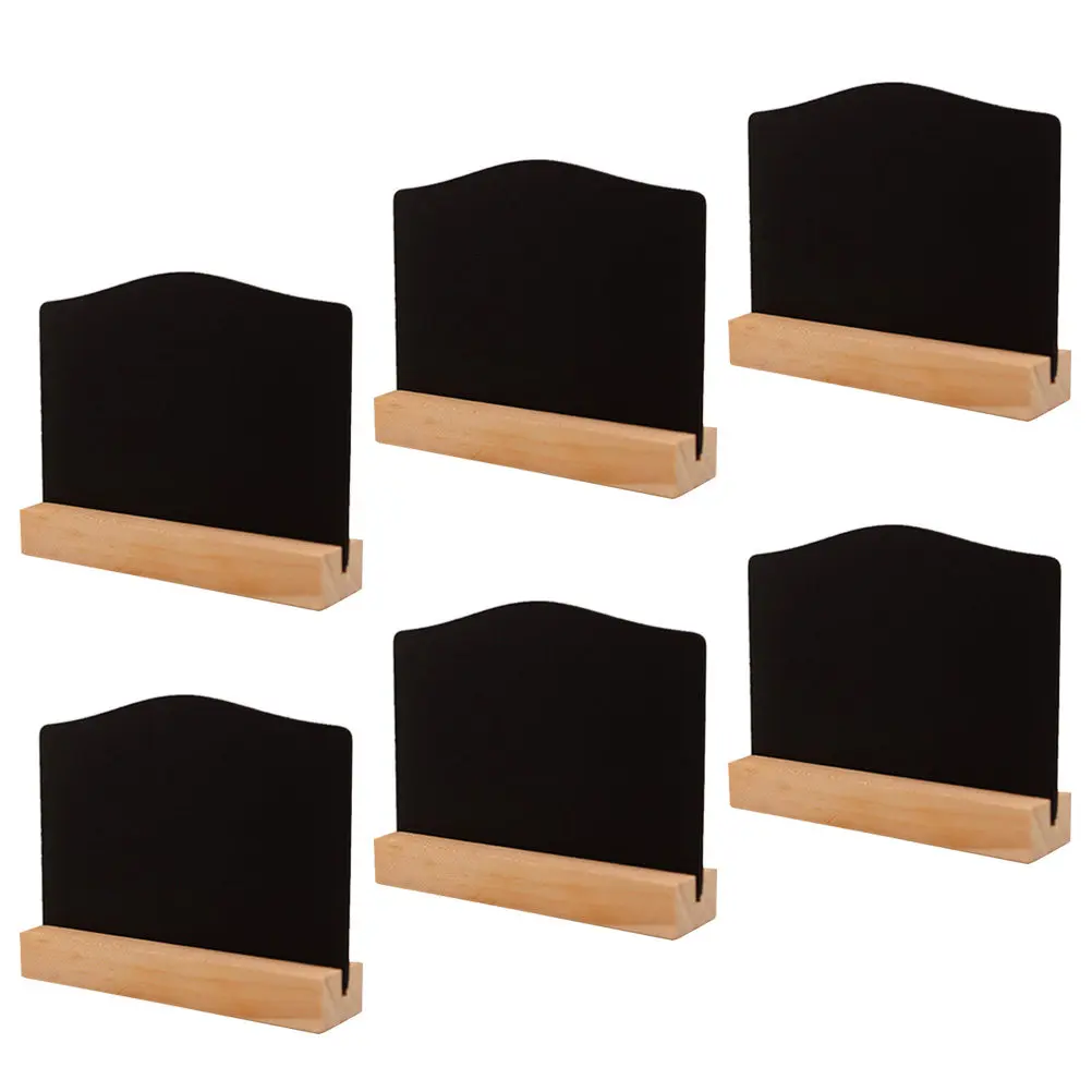 6Pcs Creative Double-Sided Wooden Blackboard Small Writing Board with Grooved Stand Base Ideal for Notes Drawings Signs Home