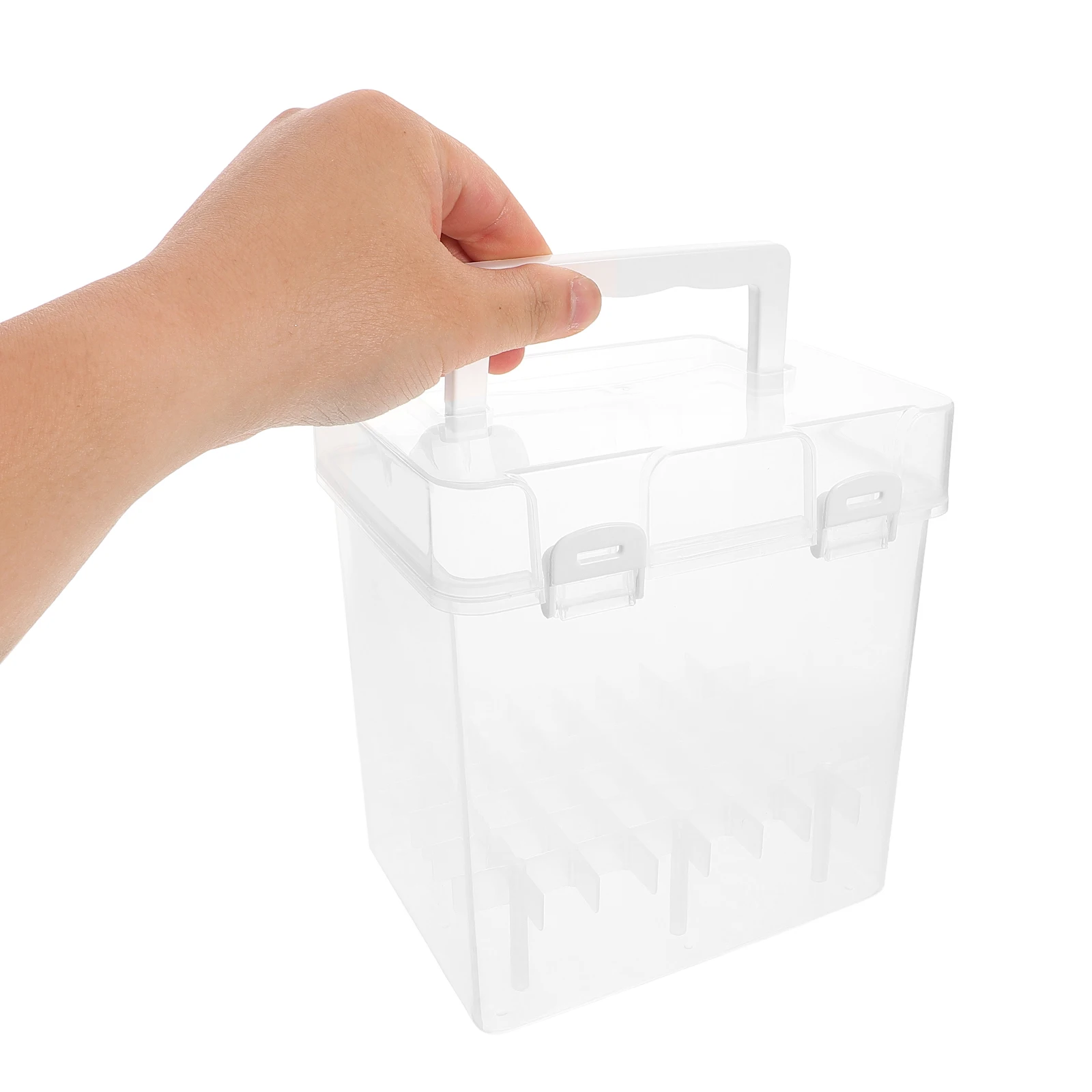 

Clear Marker Storage Transparent Pen Case for Artist Crayon Organizer Individual Compartments Secure Closure Lightweight