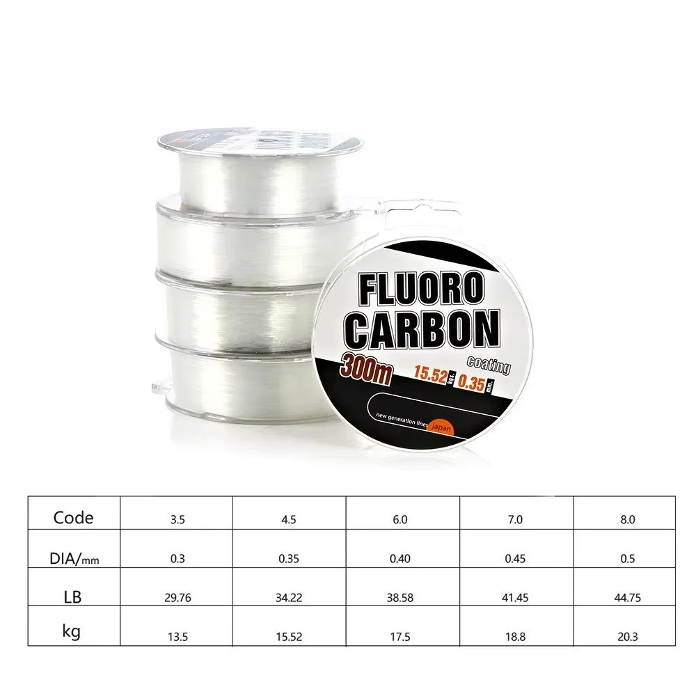 NGB 300M Carbon Fiber Coating Fishing Line 0.3-0.5MM 30-45LB FluoroCarbon Fly Fishing String Cord Wire Shock Leader Japan