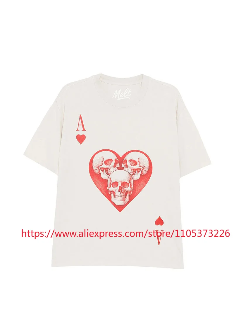 2026 Fashion New Melt Washed Oversized T-Shirt Gambling Skeleton Graphic Crew Neck Short Sleeve Casual Top