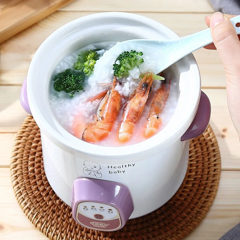 New 0.7L Ceramic Electric Cooker, Household Multi-functional Insulated Electric Stew Pot, Baby Food Supplement Pot with Timer