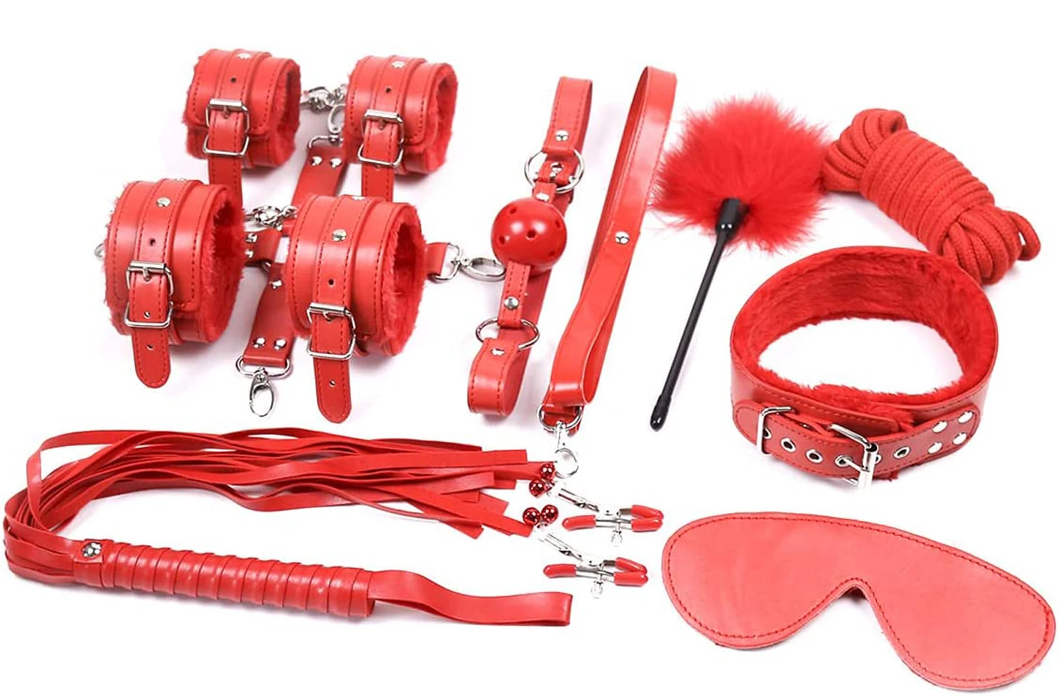 BDSM Bondage Restraint Set Sex Handcuffs Whip Anal Beads Anal Plug Bullet Butt Plug Vibrator S&M Fetish Sex Toy for Woman Adult