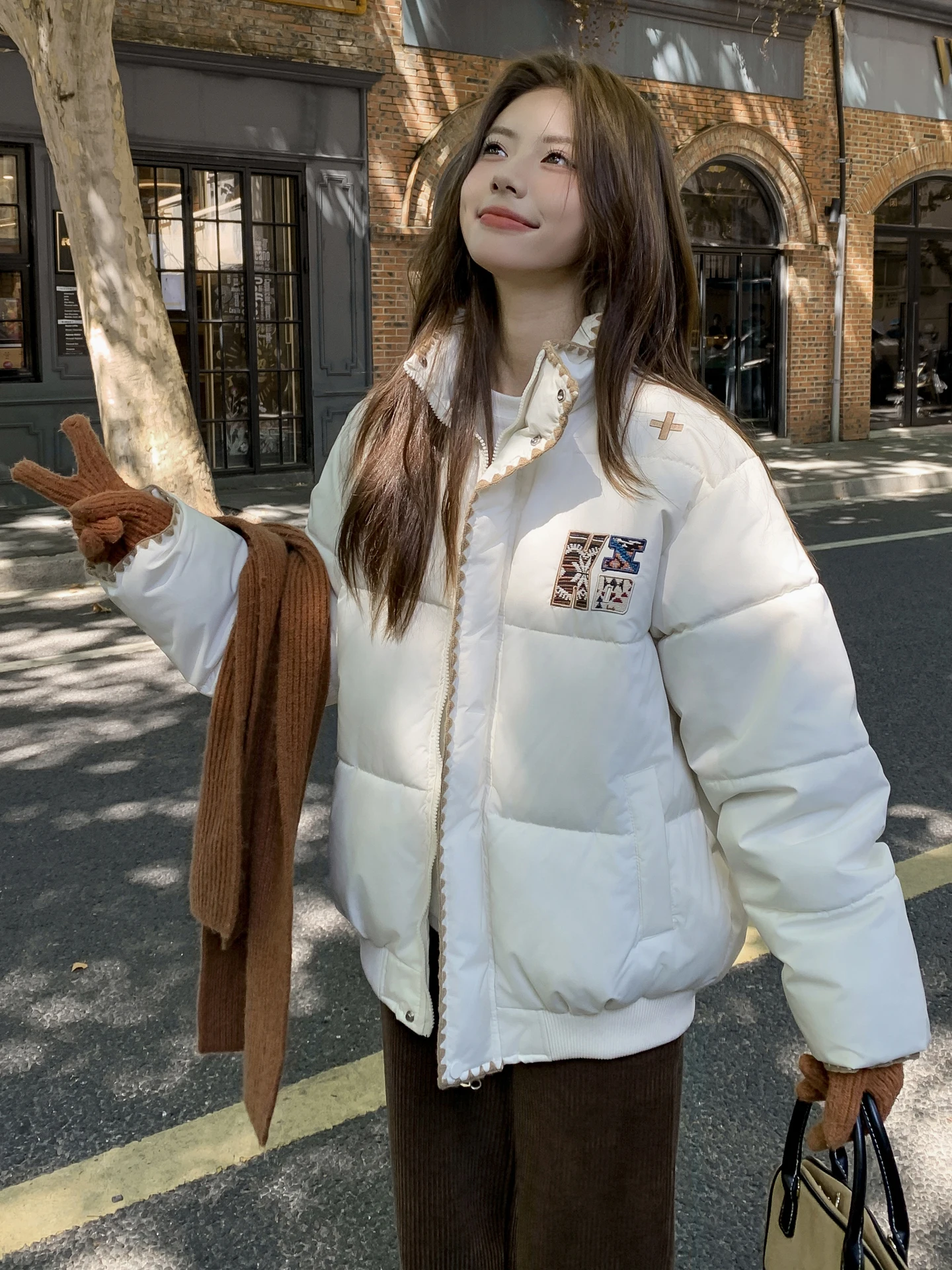 Or blanco abajo Jaet mujer invierno coreano Sle estudiante Thi prendas de vestir exteriores 2025 nuevo Sle Commute Sle corte recto largo Sl...