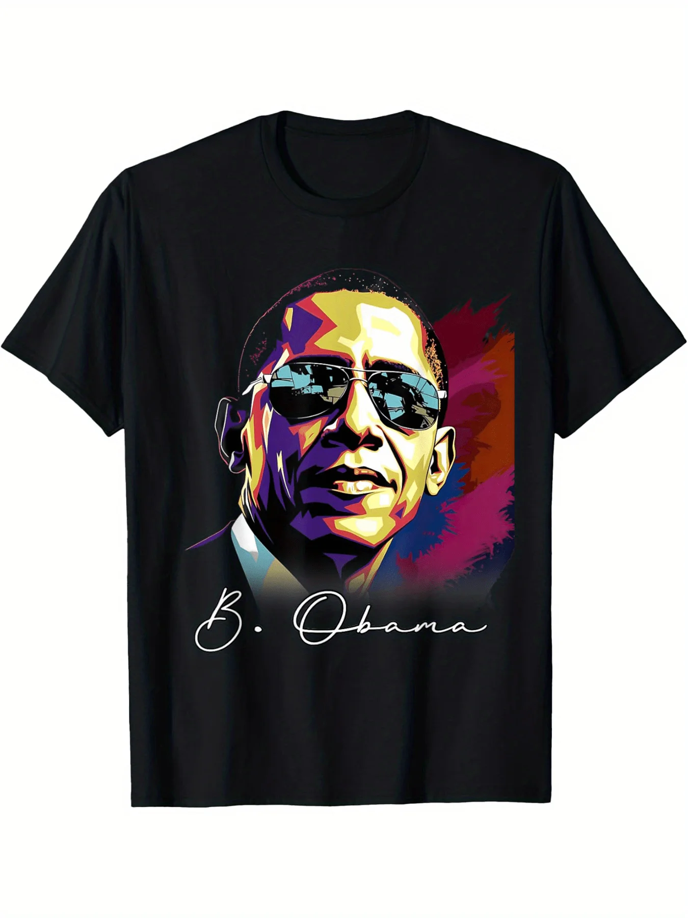 الرابع من يوليو باراك أوباما الرئيس صورة الوطنية تي شيرت 200 جرام القطن الخالص وجه واحد مطبوعة جولة الرقبة قصيرة الأكمام #1