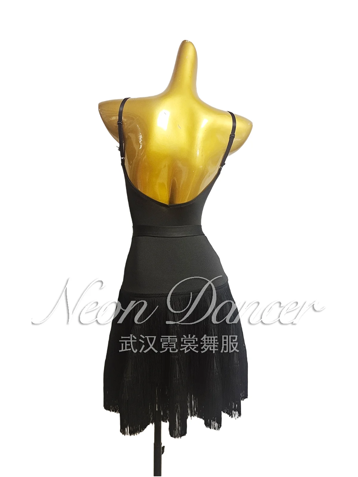 Neondancer vestido de baile latino para mujer, vestido de tirantes, borla, falda de dobladillo grande, Nuevo