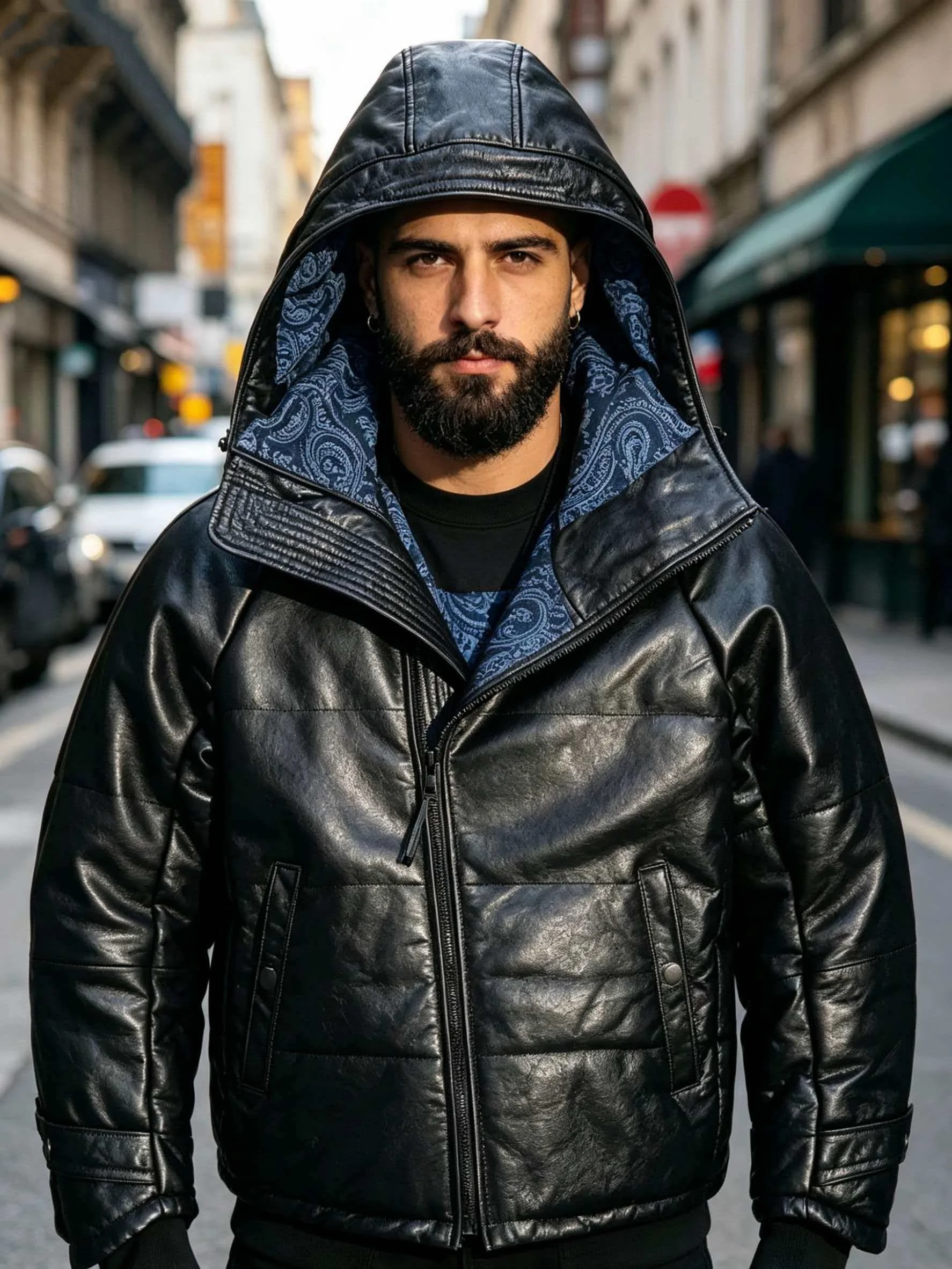 Black Winter Hooded Down Jacket Men Casual Style Plus Size 5XL Genuine Natural Horsehide Thick Warm Diagonal Zipper Coat