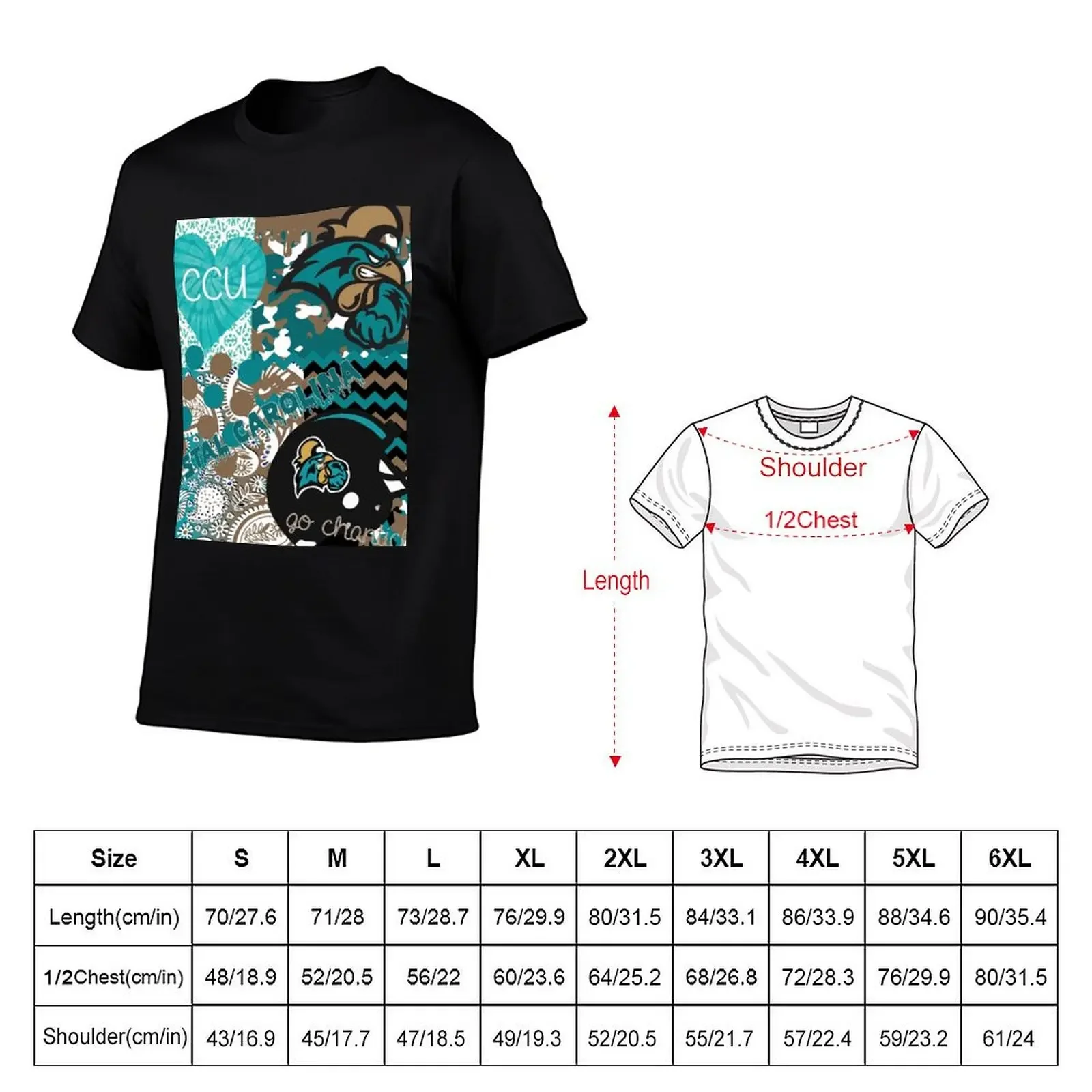 Coastal Carolina University Collage T-Shirt graphic t shirts customs kawaii clothes luxury clothes men