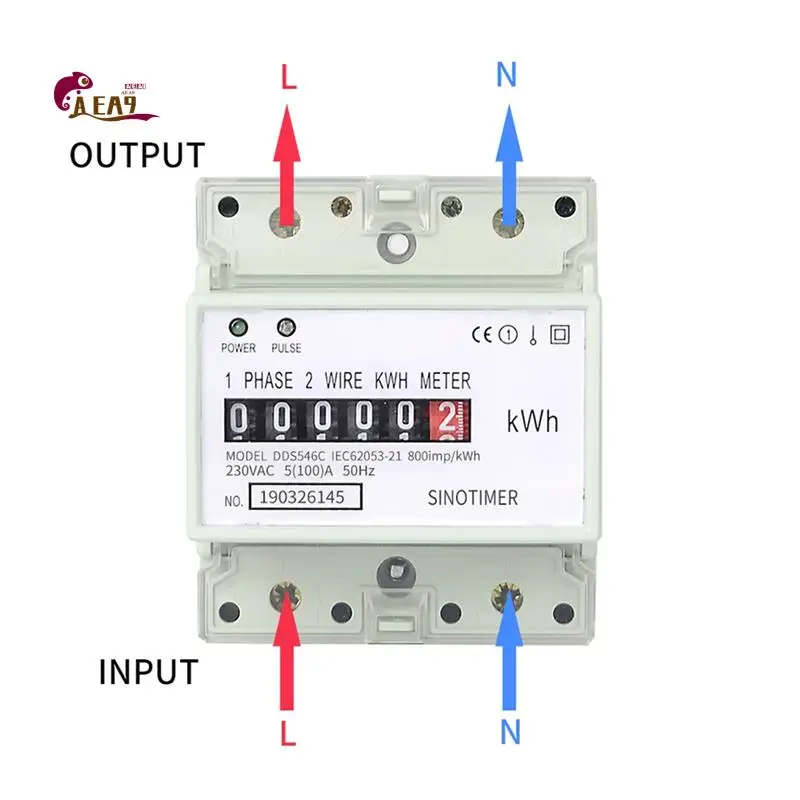 

AEA9-1 PCS Electric Single Phase Two Wire Energy Meter Kwh Counter AC 220V 100A Consumption Analog Electricity Wattmeter (A)