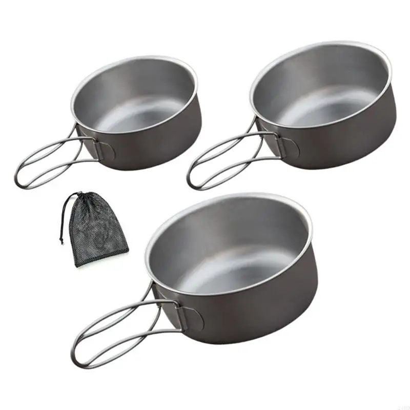 Metal Camping Bowl with Wire Handle, Outdoor Meal Bowl for Backpacking Stops, Trail Cooking, Camp Stove Heat and Camp 24BD