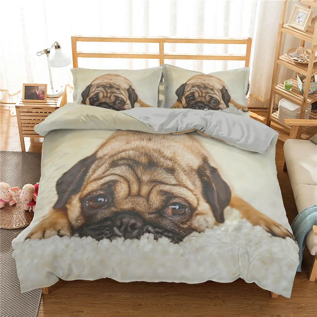 

3D Print Pug Bedroom Set Bedclothes Bed Set 2/3pcs Duvet Cover Pillowcases Full Kids Twini Size Dekbedovertrek Katoen Quilt Set