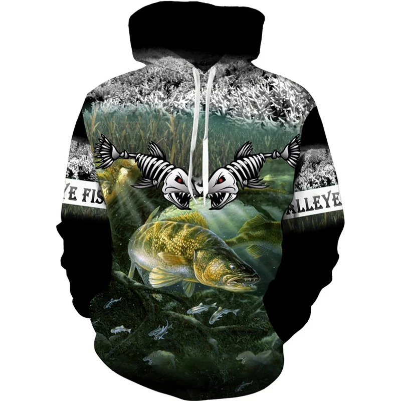 New 3D Printing Carp Fishing Men\'s Hoodie Fashion Outdoor Camping Pullover Clothing Wild Fishing Enthusiast Hooded Sweatshirt