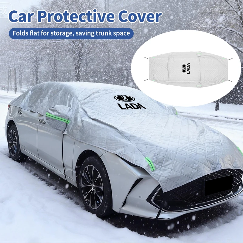 

Car Windshield Snow Cover Waterproof Dustproof Half Car Protective Cover For Lada Priora Sedan Sport Kalina Granta Vesta Niva