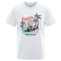 California Summer Time 1988 Prints Tshirt Man Casual Sweat Loose Tee Clothes Cotton Summer Soft Crewneck Men T-Shirt