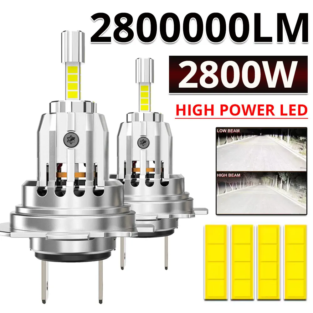 

360 H7 LED Headlight Bulb Mini Turbo Fan Wireless 4 Side CSP Chip LED Car Headlamp Auto Diode LED 6000K Plug&Play 12V