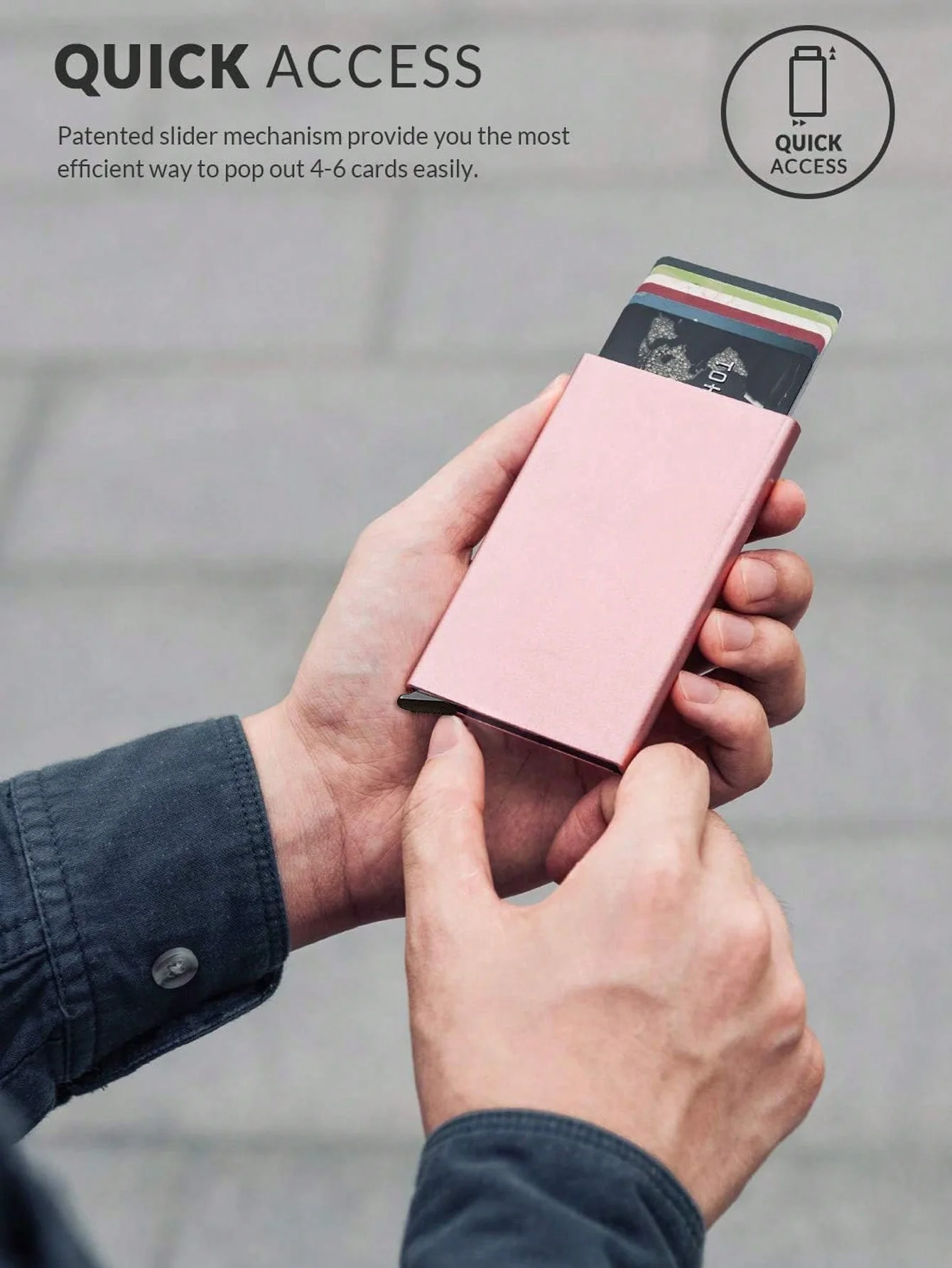 Modischer, schlanker Aluminium-RFID-blockierender Visitenkartenhalter und Geldbörse für Männer und Frauen, minimalistisches, automatisches Pop-Up-Kartenetui mit Metallkartenetui