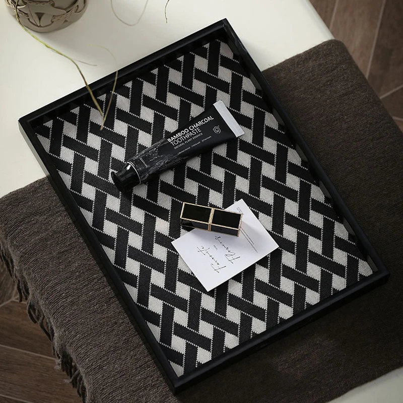 AhunderJiaz Wooden Tray Living Room Desktop Rectangular Jewelry Perfume Display Trays Dining Room Storage Tray Home Decoration