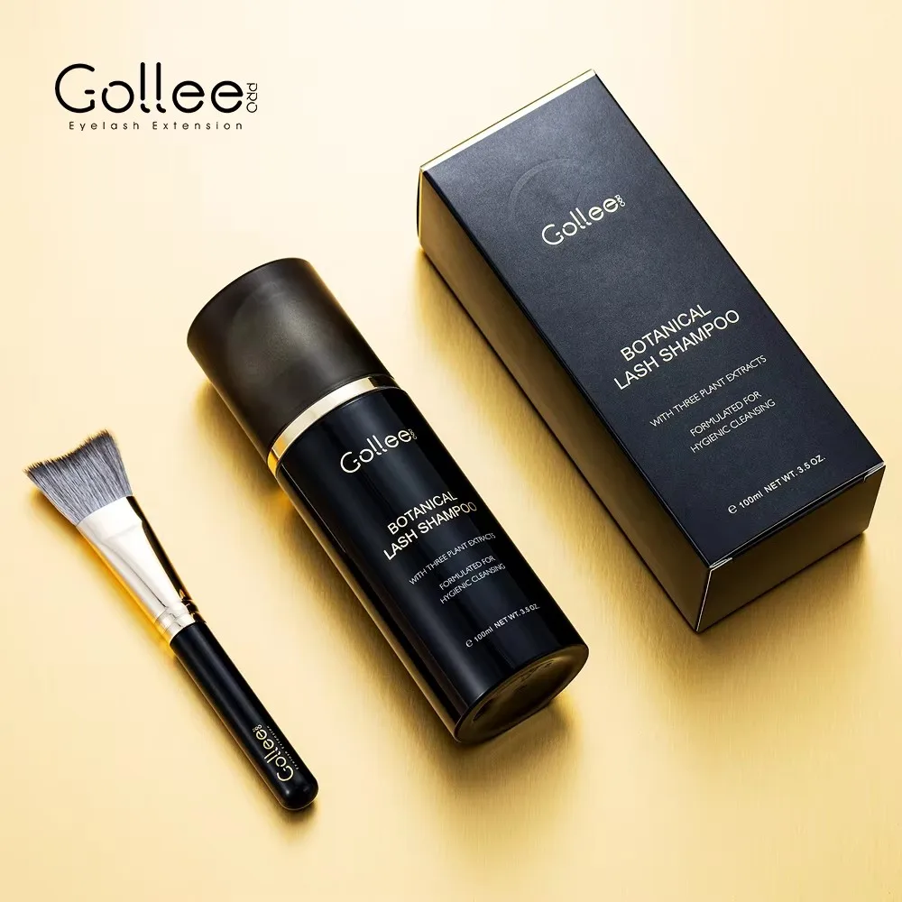 Gollee Eyelash Foam Cleaner 100ml for Clean Cosmetics with Soft Brush Super Bonder Eye Clean Solution Shampoo Makeup deep Clean
