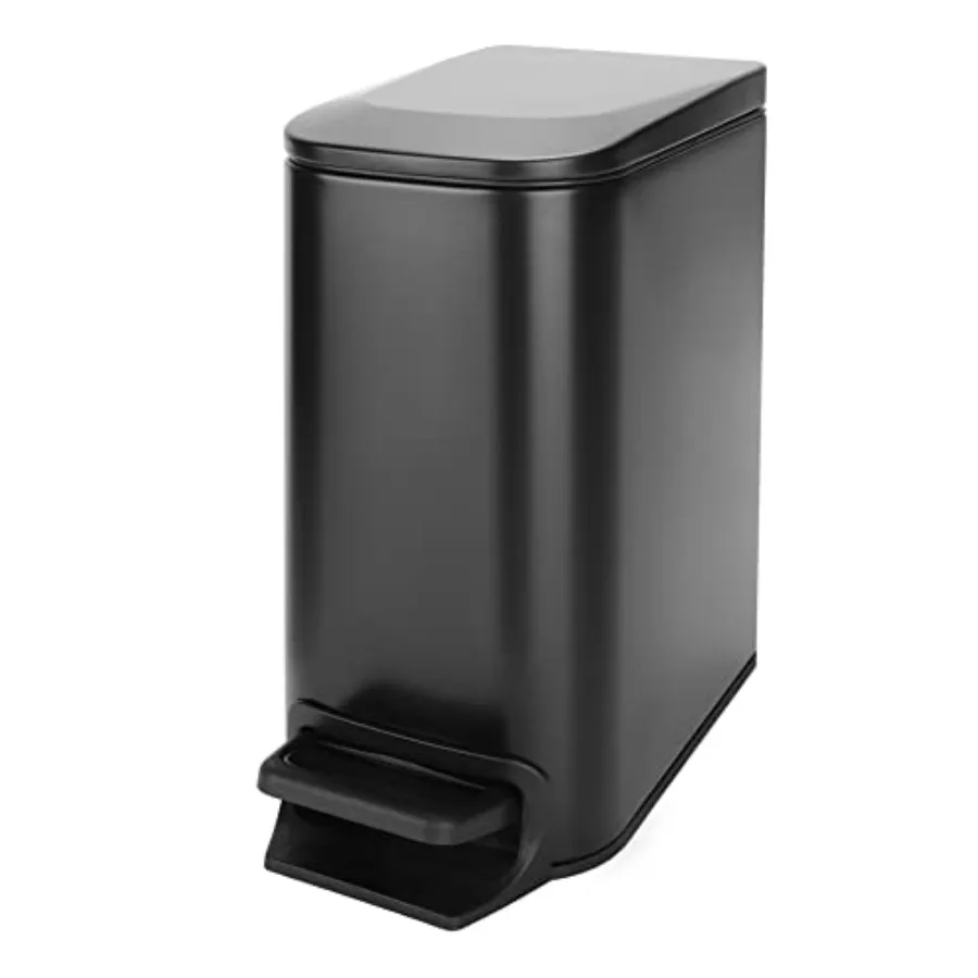 

Small Bathroom Trash Can with Lid Soft Close Step Pedal 6 Liter/ 1.6 Gallon Stainless Steel Garbage Can with Removable Inner Bu