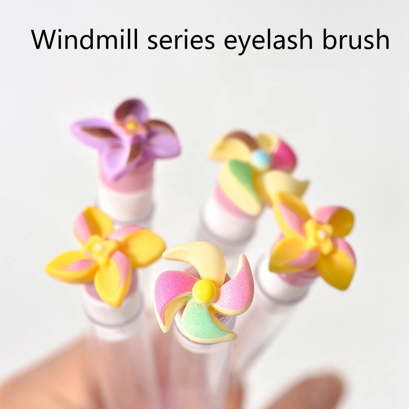 1Pcs Rotatable Windmill Reusable Eyelash Brush Tube Plastic Portable Mini Lash Comb Container Glitter Mascara Wand Makeup Tool