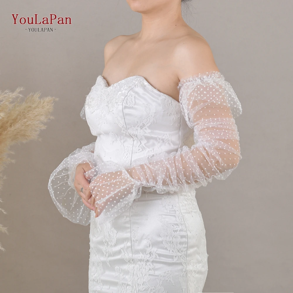 YouLaPan T23 Long Mesh Polka Dot Gloves Suitable For Brides Wedding Parties Daily Travel Wear Long Fingerless Tulle Gloves