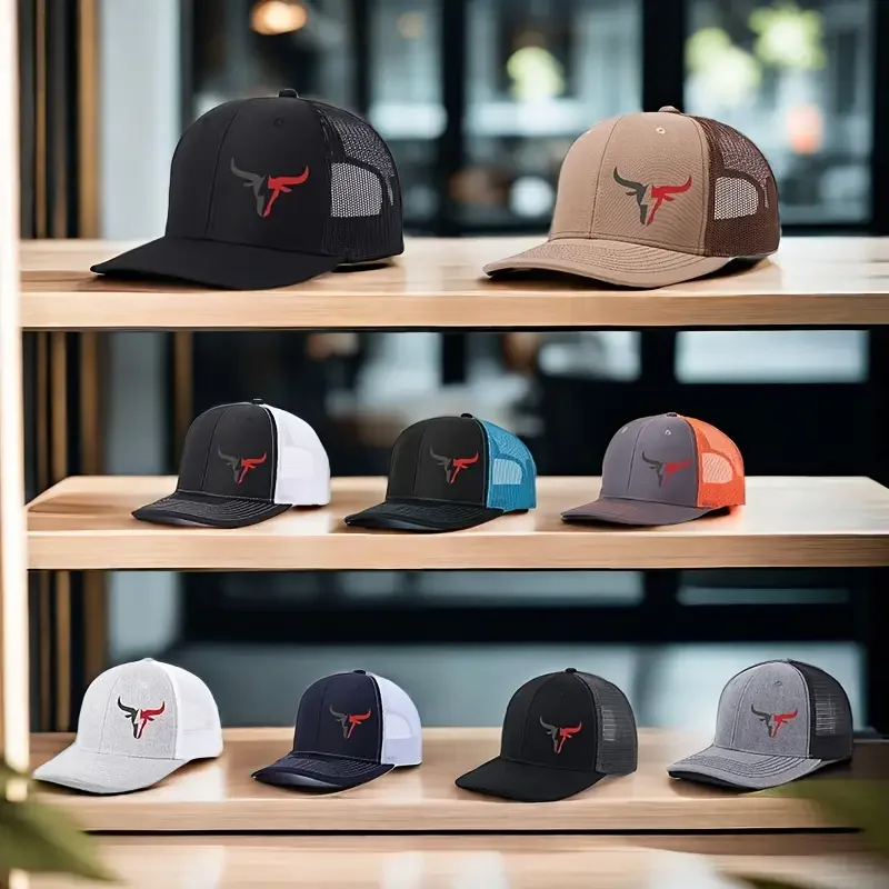 

Adjustable Bull Head Print Baseball Cap - Breathable Mesh Back, Lightweight Polyester, Ideal for Outdoor Sports & Fishing, Avail