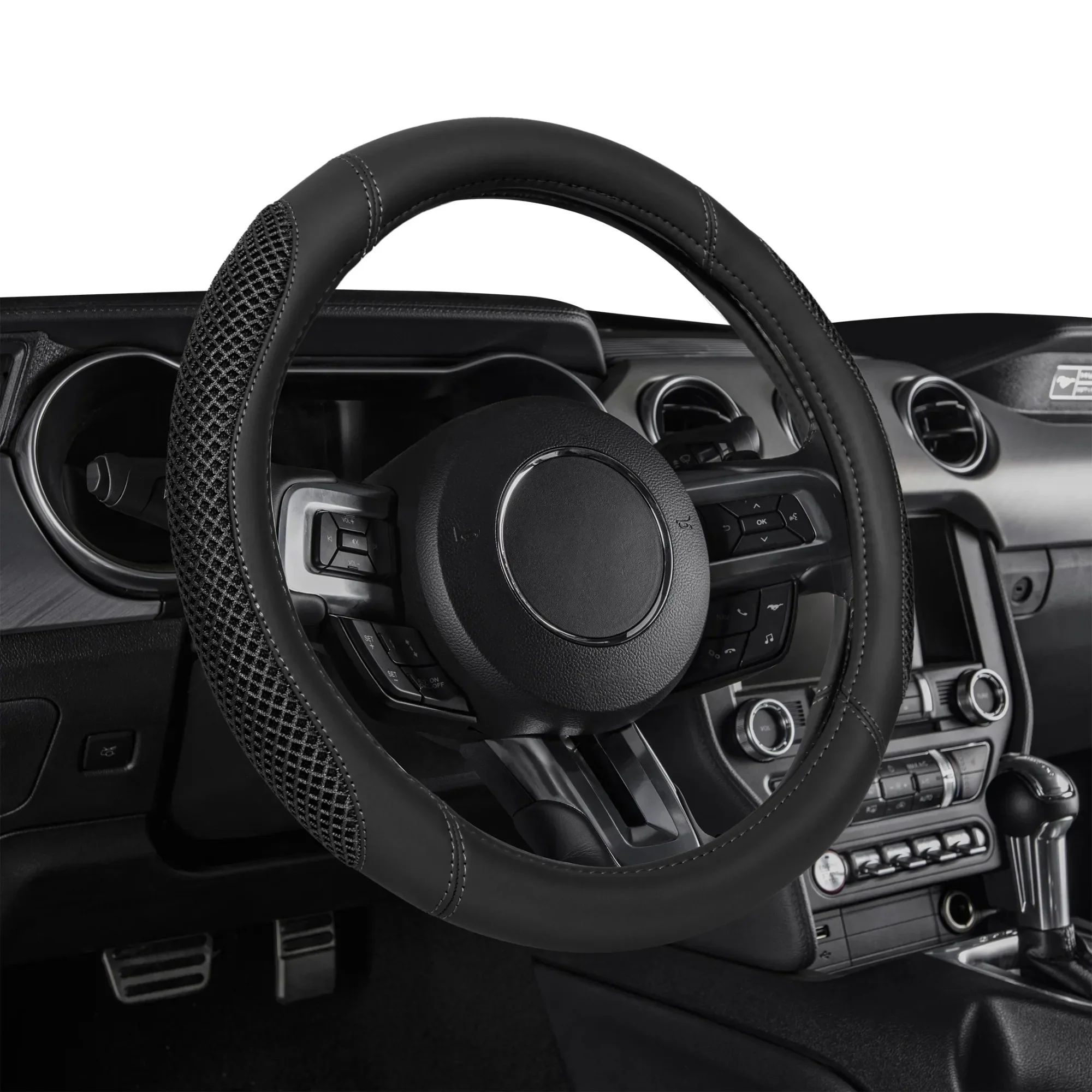 

Auto Drive Black 3D Mesh, Universal Fit Steering Wheel Cover, PU leather steering wheel cover car accessories