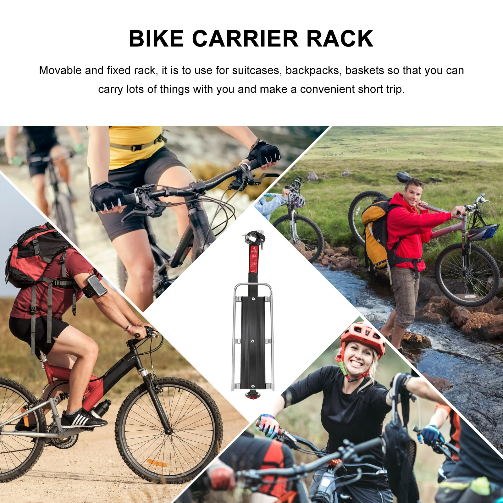 Portaequipajes trasero, marco de aleación de aluminio, estante portátil para bicicletas, cestas, estantes de montaje compatibles con la mayoría de las bicicletas