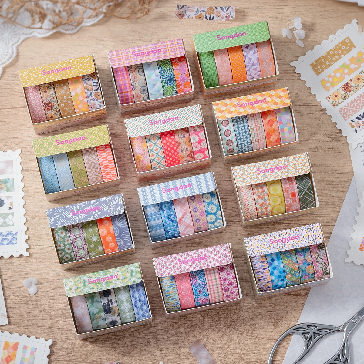Assorted Washi Tape Set, Colorful Floral and Geometric Decorative Tape for Scrapbooking, Journaling, Planner, Packaging and Craf