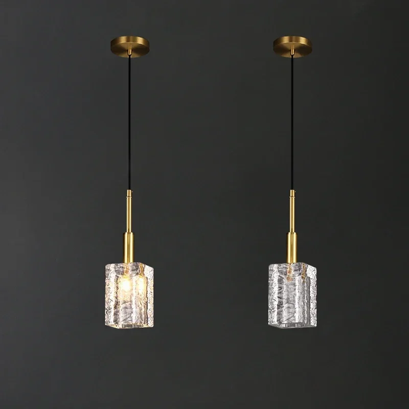 odern Copper Gold Crystal Chandelier Luxury Single Head Long Line Hanging Light for Bedroom Bar Restaurant Dining  LED Lighting