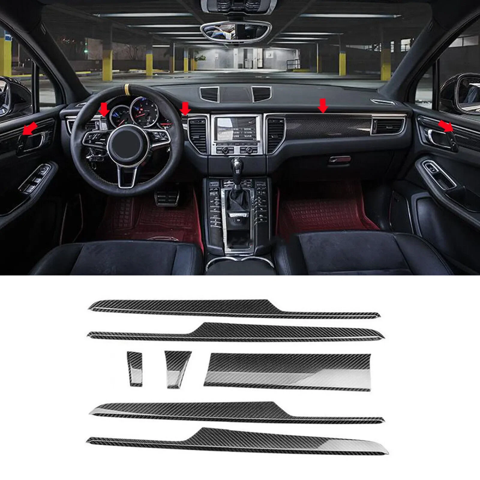 

Fit For Porsche Macan 2015 2016 2017 2018 Carbon Fiber Interior Cover Trim Parts