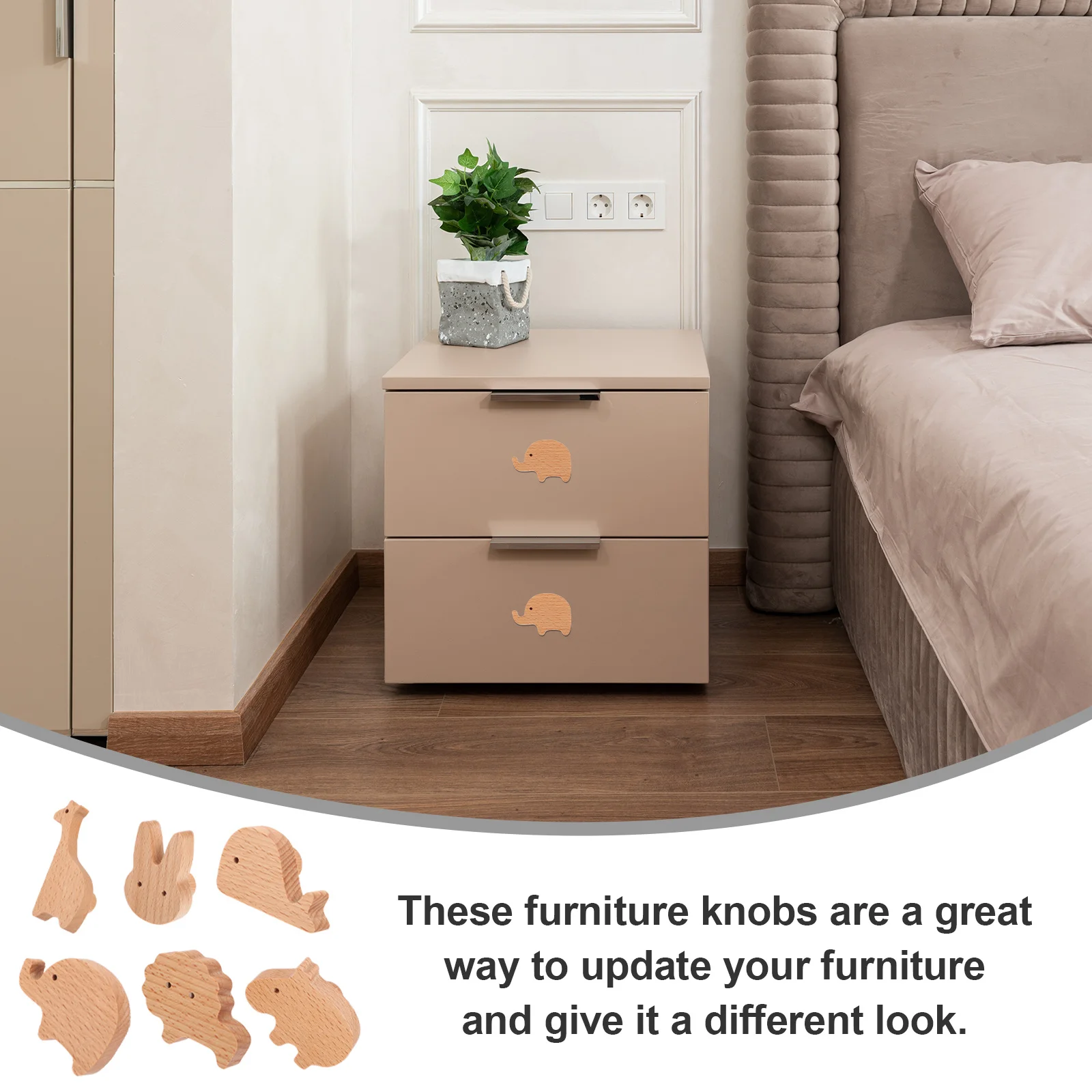 

6Pcs Cabinet Door Knobs Small Wooden Furniture Pulls for Kitchen Dresser Drawer Cupboard Handles Door Knobs