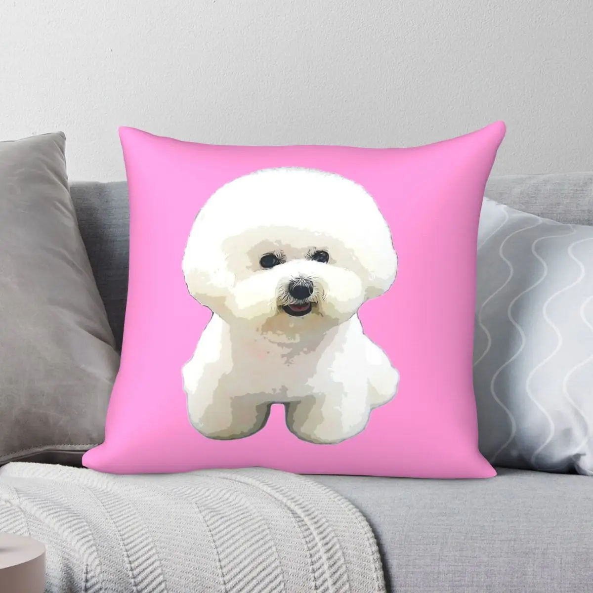 

Bichon Frise Puppy Dog Cutest Fluff Pillowcase Polyester Linen Velvet Pattern Zip Decor Room Cushion Case