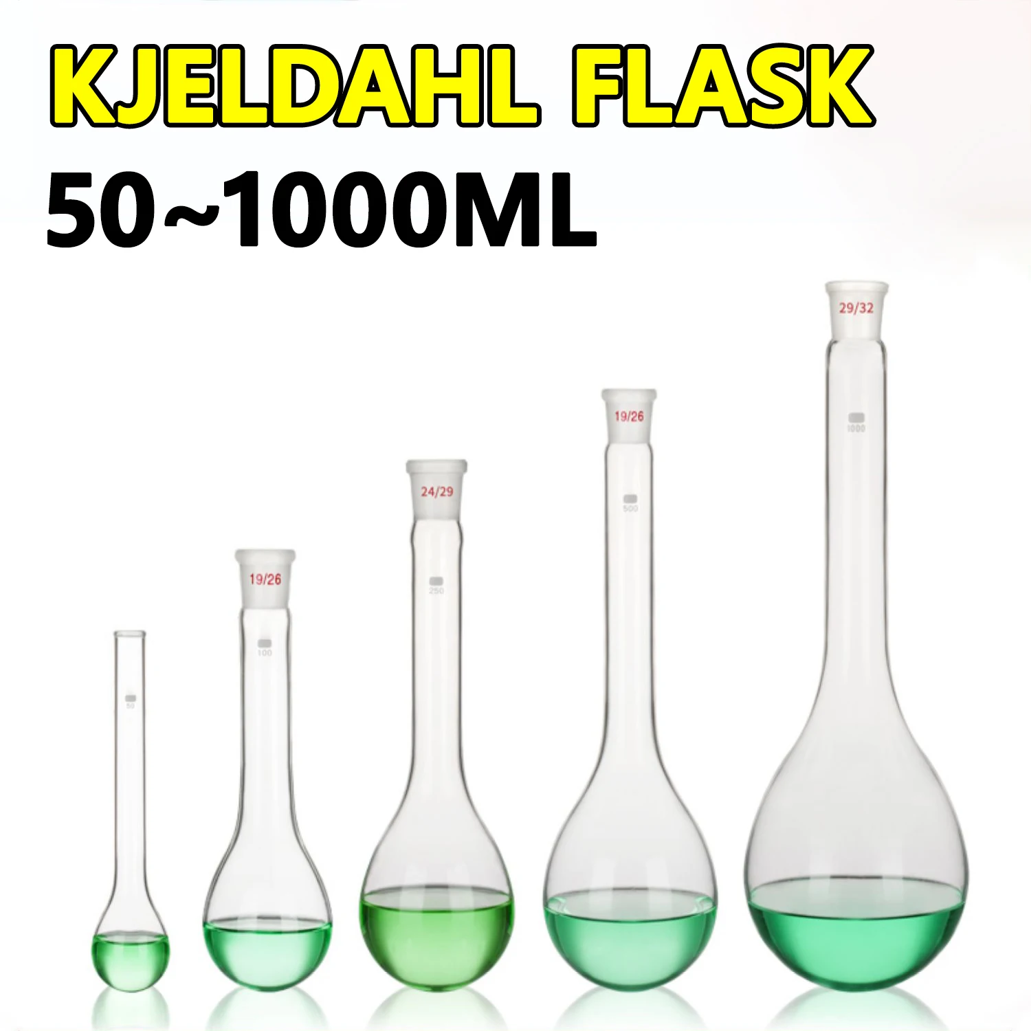 Kjeldahl nitrogen fixing flask, long neck ammonia nitrogen grinding flask, eggplant distillation flask, chemical laboratory equi