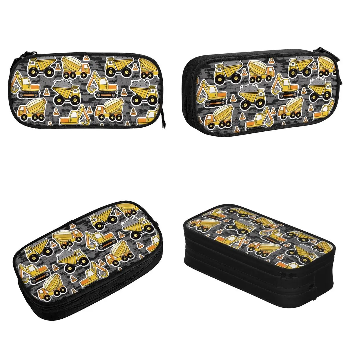 Excavators Construction Machines Pencil Case Trucks Cartoon Pencilcases Pen Big Capacity Bags Office Gifts Stationery