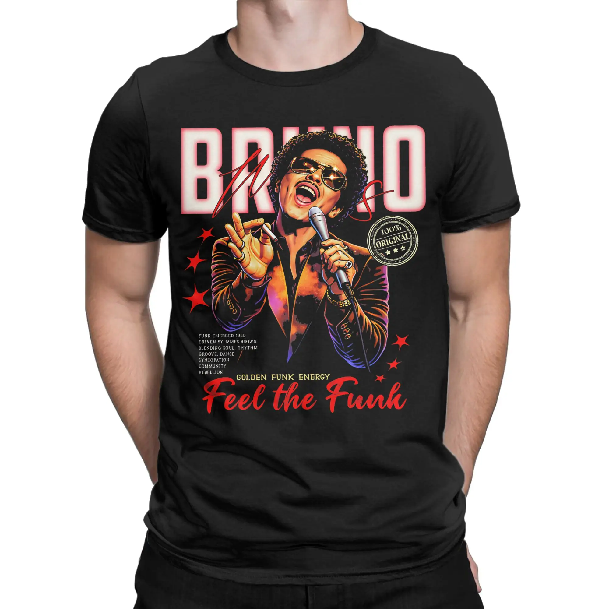 Bruno Mars Feel The Funk Pure Cotton T-Shirt Man Summer Vintage T Shirts Breathable Harajuku Tee Shirt Oversize Pattern Clothes