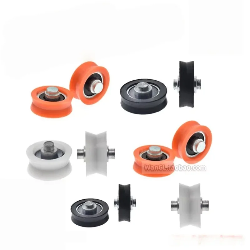 8Pcs  with shaft pom  plastic wheel with shaft moving pulley bearing wheel door and window pulley  V-groove wheel nylon