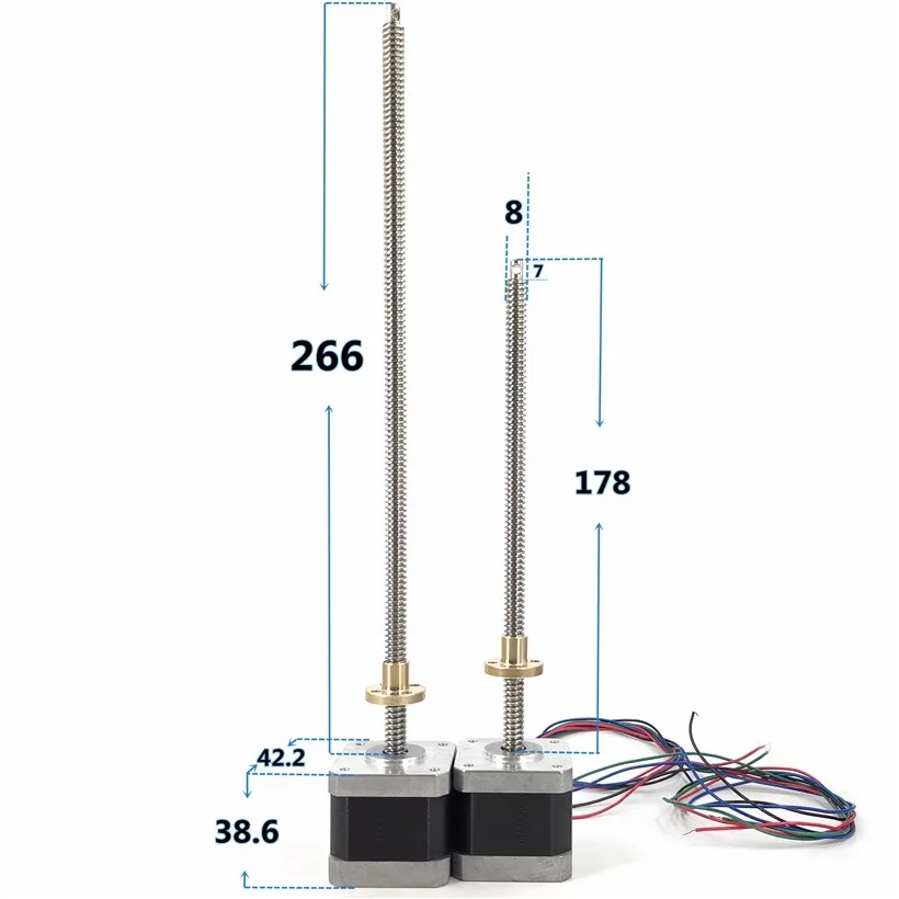 178mm 266mm 2-phase 4-wire 42 T type screw stepper motor 1.8 degree