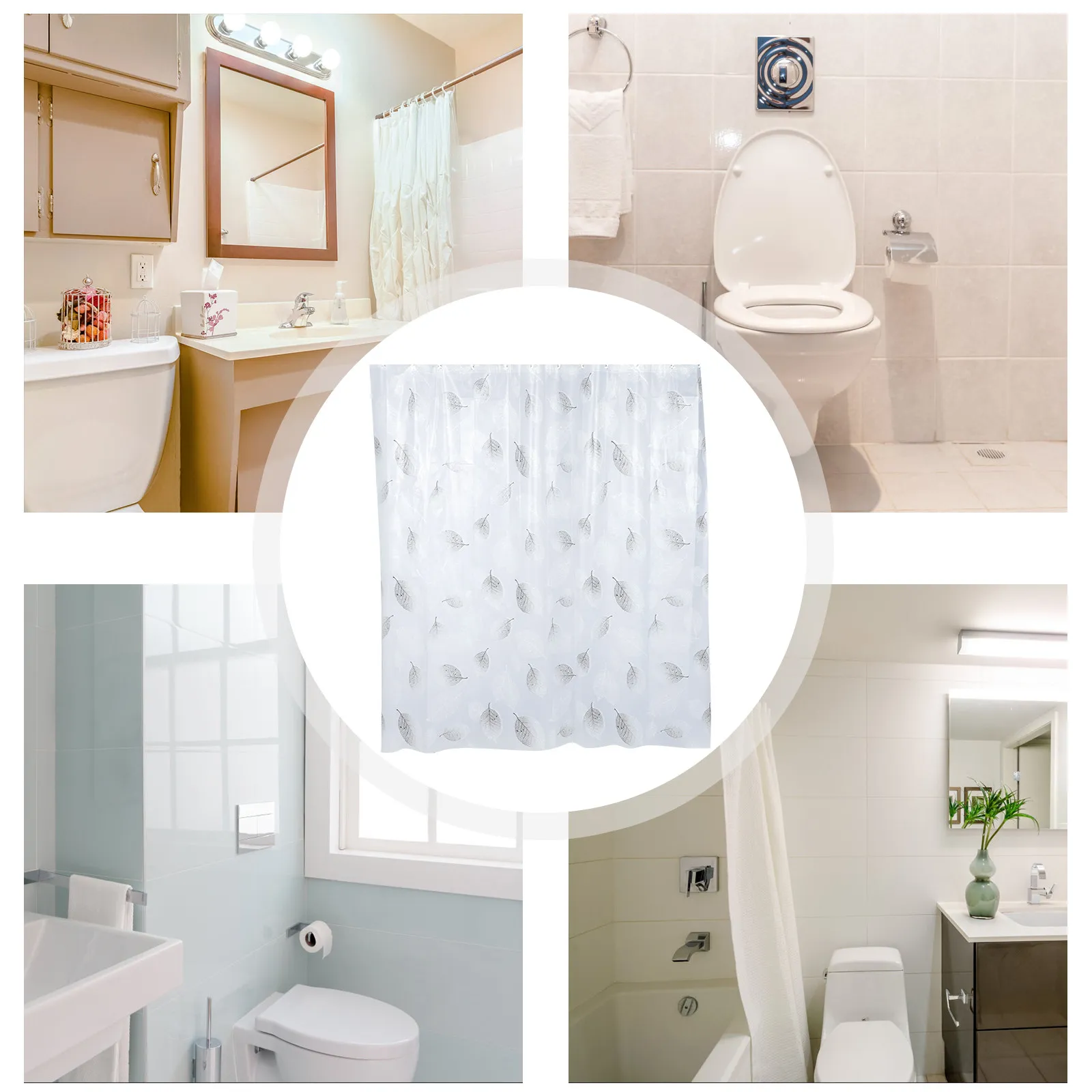 

Water Proof Shower Curtain 180x180cm Leaves Pattern Bath Curtains Bathroom Privacy Protected Easy to Dry Gifts