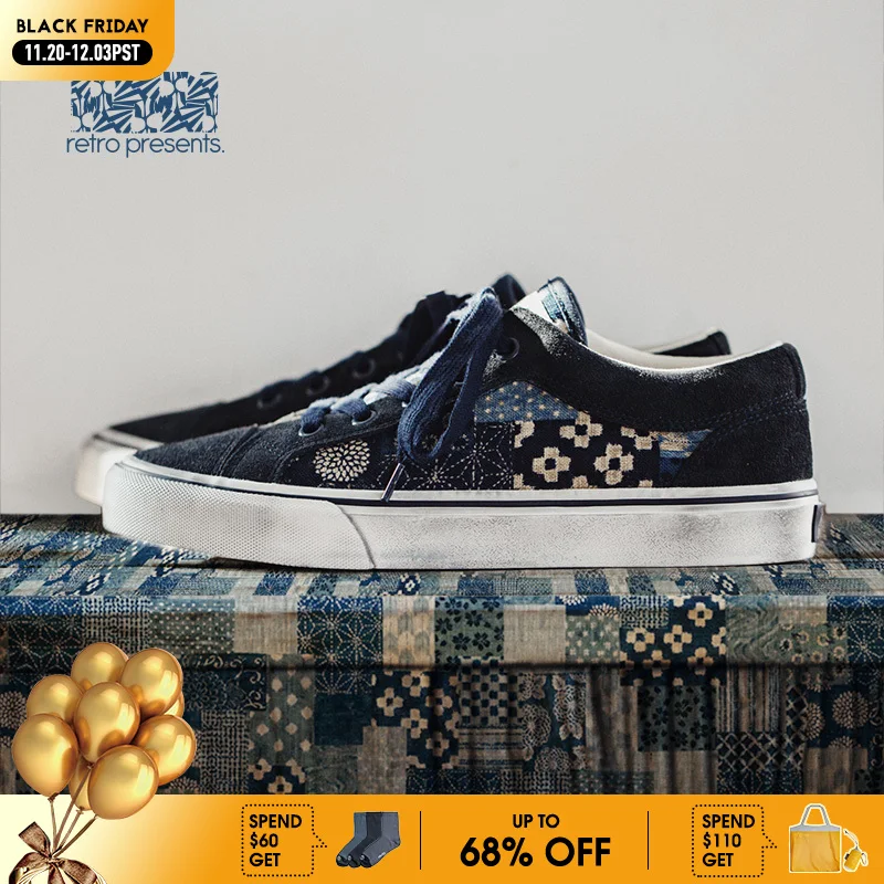 

Maden Japanese Retro Printing Canvas Shoes for Men Designer Brand Ancient Cloth Board Shoes Low Top for Lovers Women