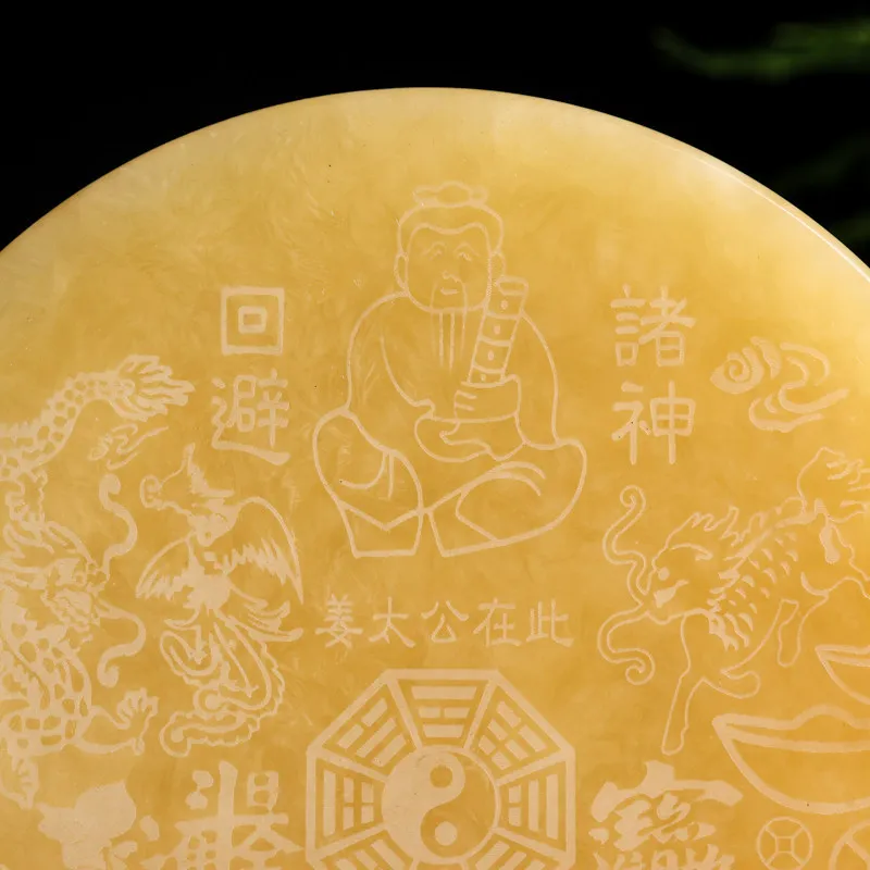Natural beige jade home protection ornament, Jiang Taigong figure, brings prosperity in wealth and fortune, home decoration, sev