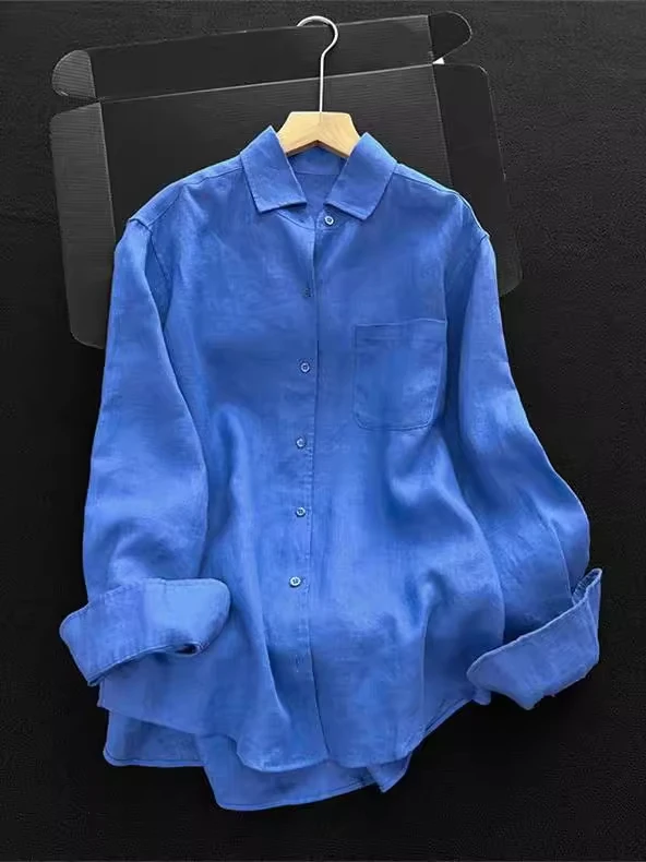 

Женская осенняя блузка с асимметричным воротником, свободного кроя, с длинным рукавом, премиум-класса, для полных женщин (до 136 кг)