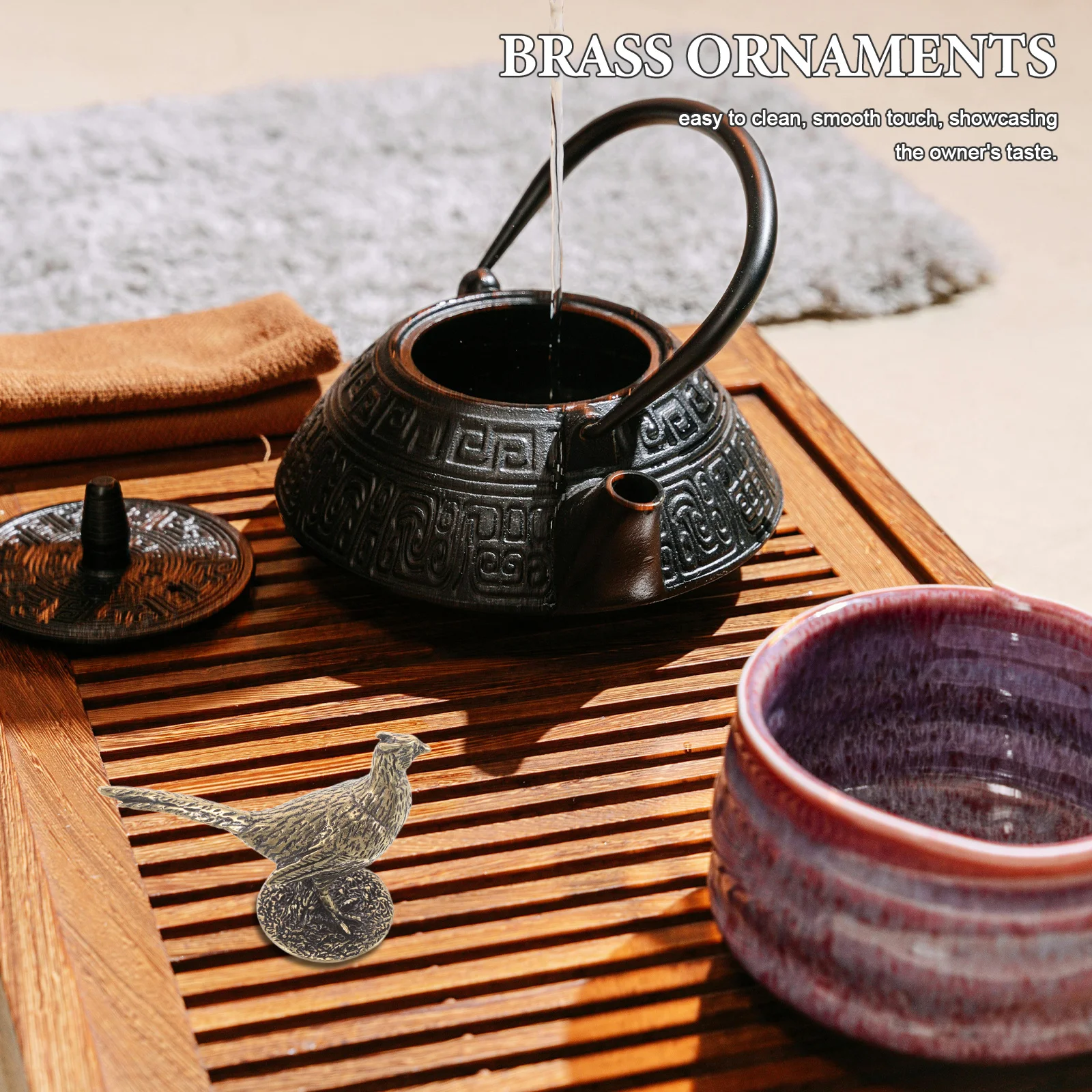 

Brass Pheasant Realistic Small Animal Statue For Desk Office Home Decor Farm Garden Feng Shui Luck Pheasant Sculpture