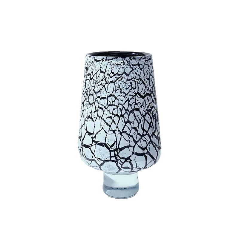 

Light luxury modern creative high-footed crack inner black glazed vase home living room entrance desktop decoration ornament
