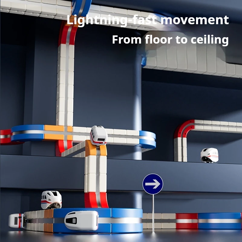 Magnetyczna torba z klockami DIY, edukacyjna zabawka dla dzieci, szybki pociąg, niezależna od pilota, tor kolejowy, prezent świąteczny dla dzieci.