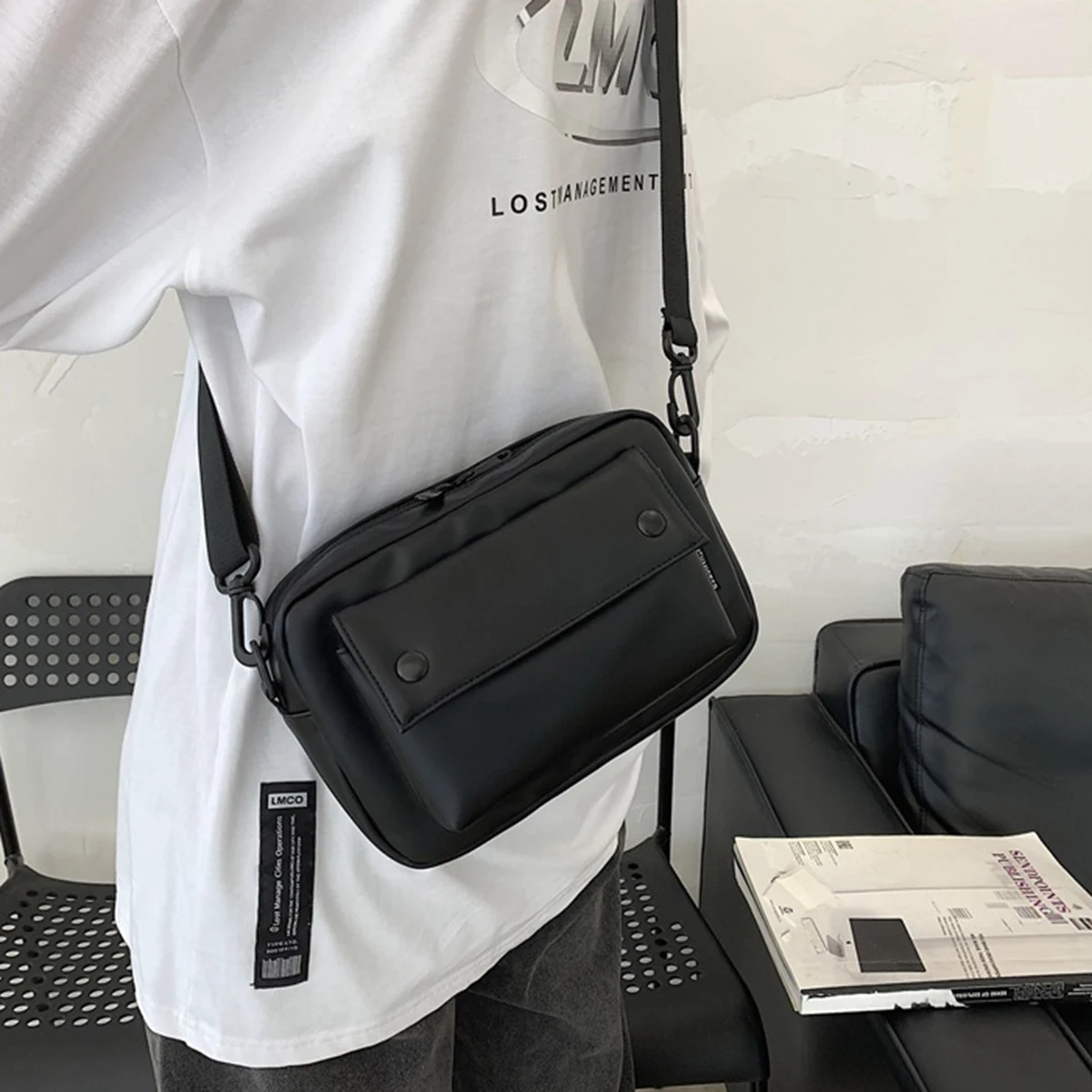 

Working Style Bag Small Shoulder Bag Couple Casual Pu Material Messenger Bag New Trendy Brand Shoulder Bag One Pack
